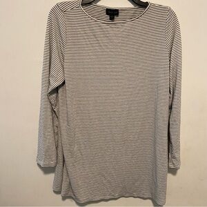 J.Jill Wearever Women’s Blouse Size Medium Petite Nautical Striped Flowy Beachy